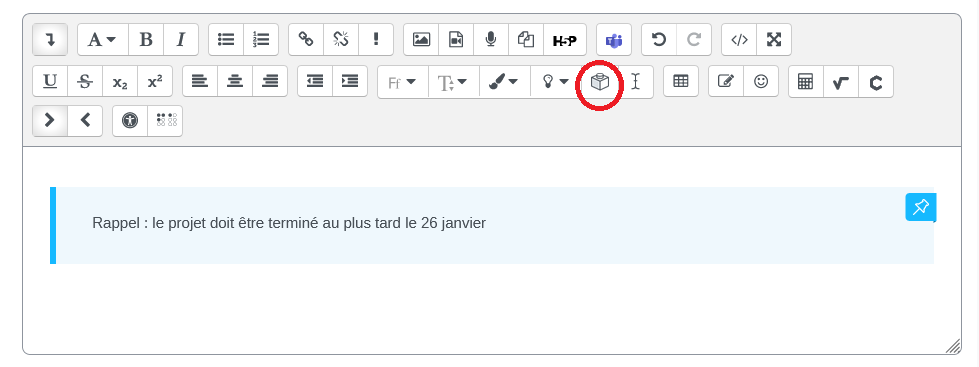 Bouton C4L dans l'éditeur de texte Atto
