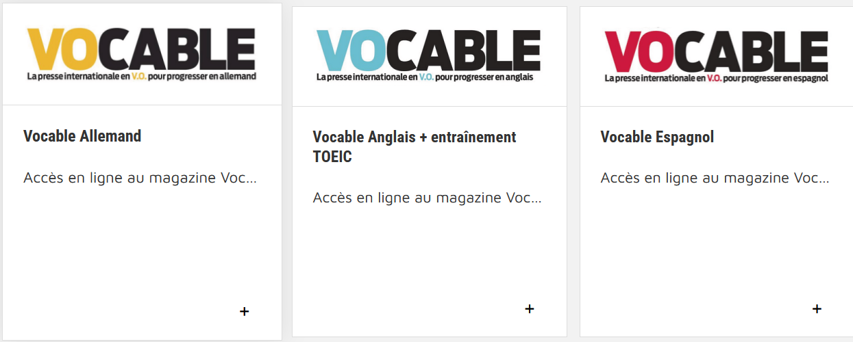 Logo des magazines Vocable : version en allemand, anglais ou espagnol